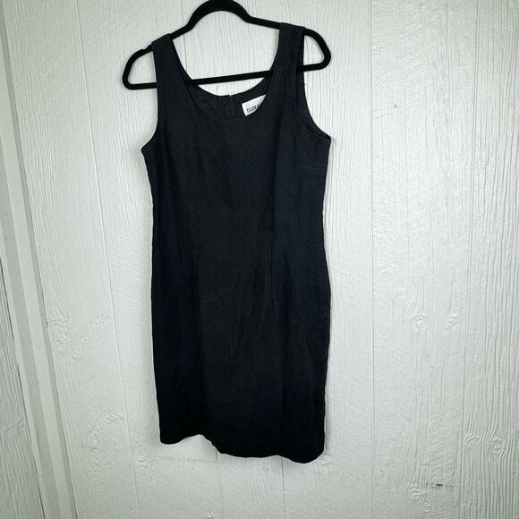 Ellen Ashley 100% Linen Black Dress Vintage Sheath Dress Size 10 Minimalist - Picture 5 of 5